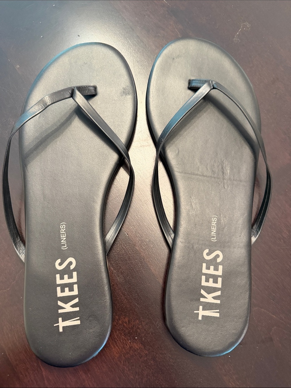 TKEES Black Slim-Strap Flip Flop Sandals
